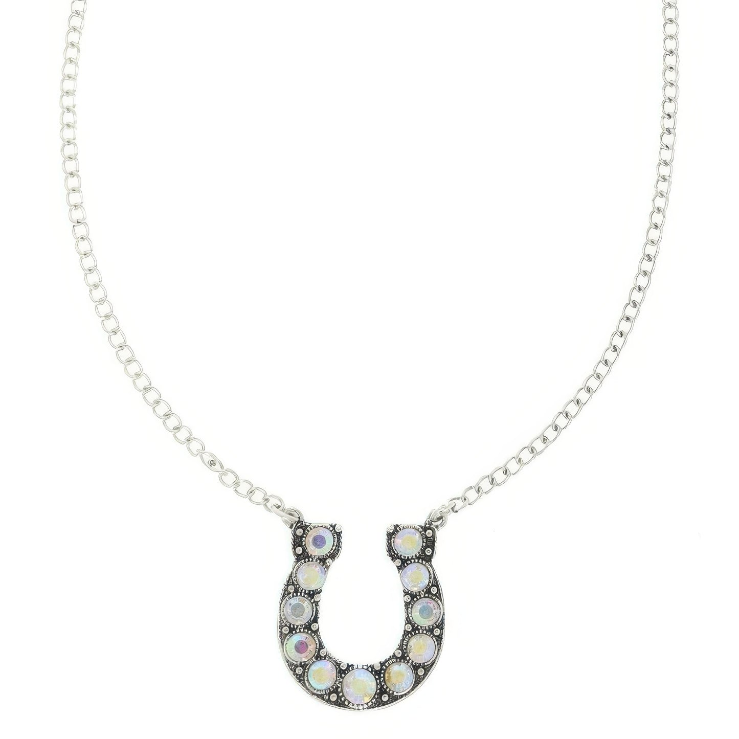 Western Jeweled Horseshoe Pendant Necklace