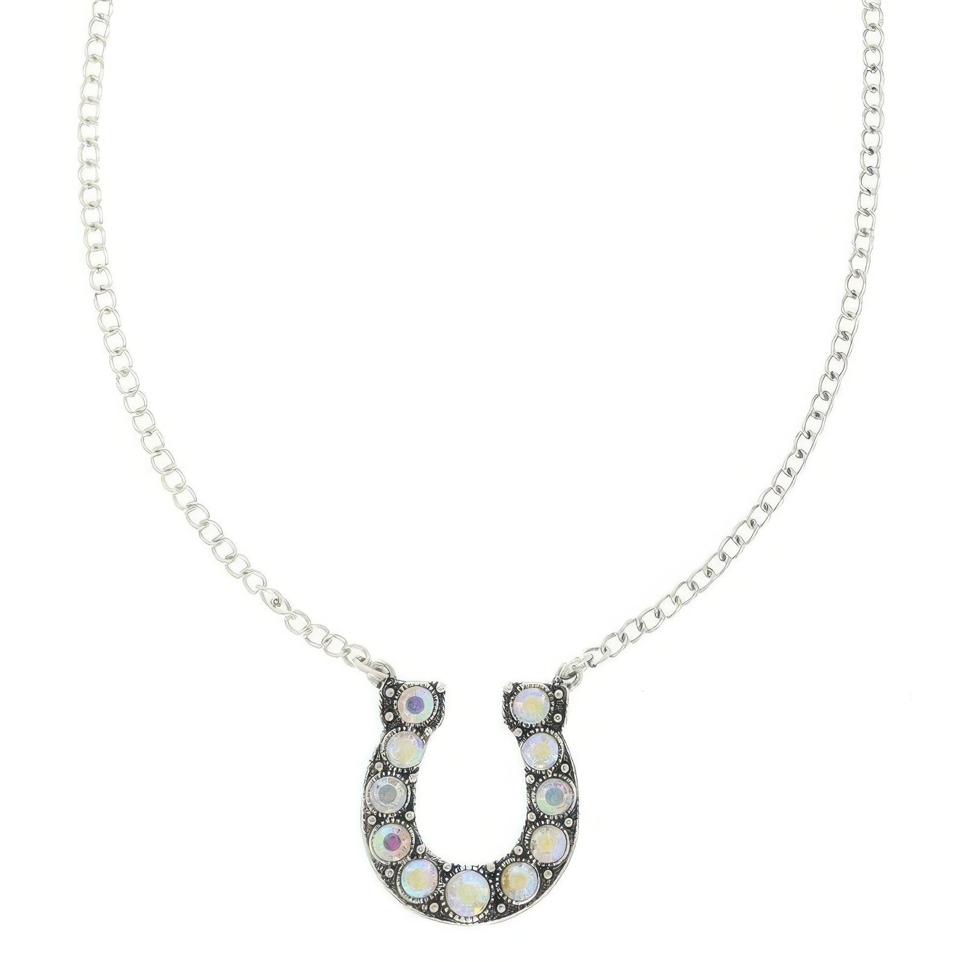 Western Jeweled Horseshoe Pendant Necklace