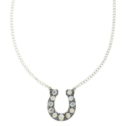 Western Jeweled Horseshoe Pendant Necklace