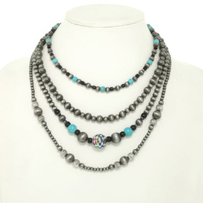 Western Multi Strand Checkerball Pendant Necklace