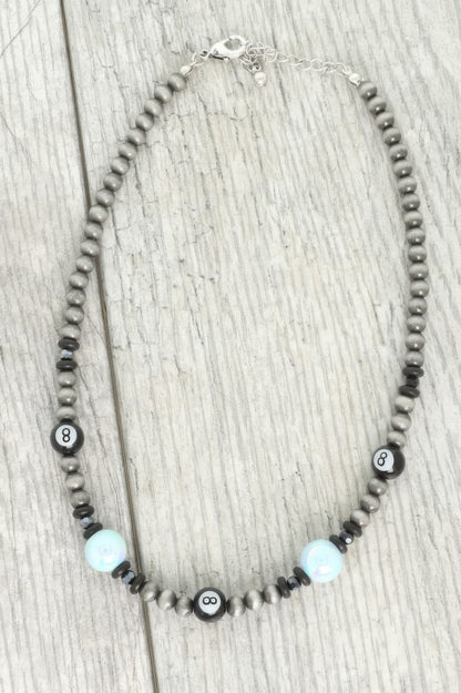 Western Theme 8 Ball Beaded Necklace