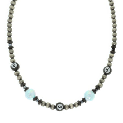 Western Theme 8 Ball Beaded Necklace