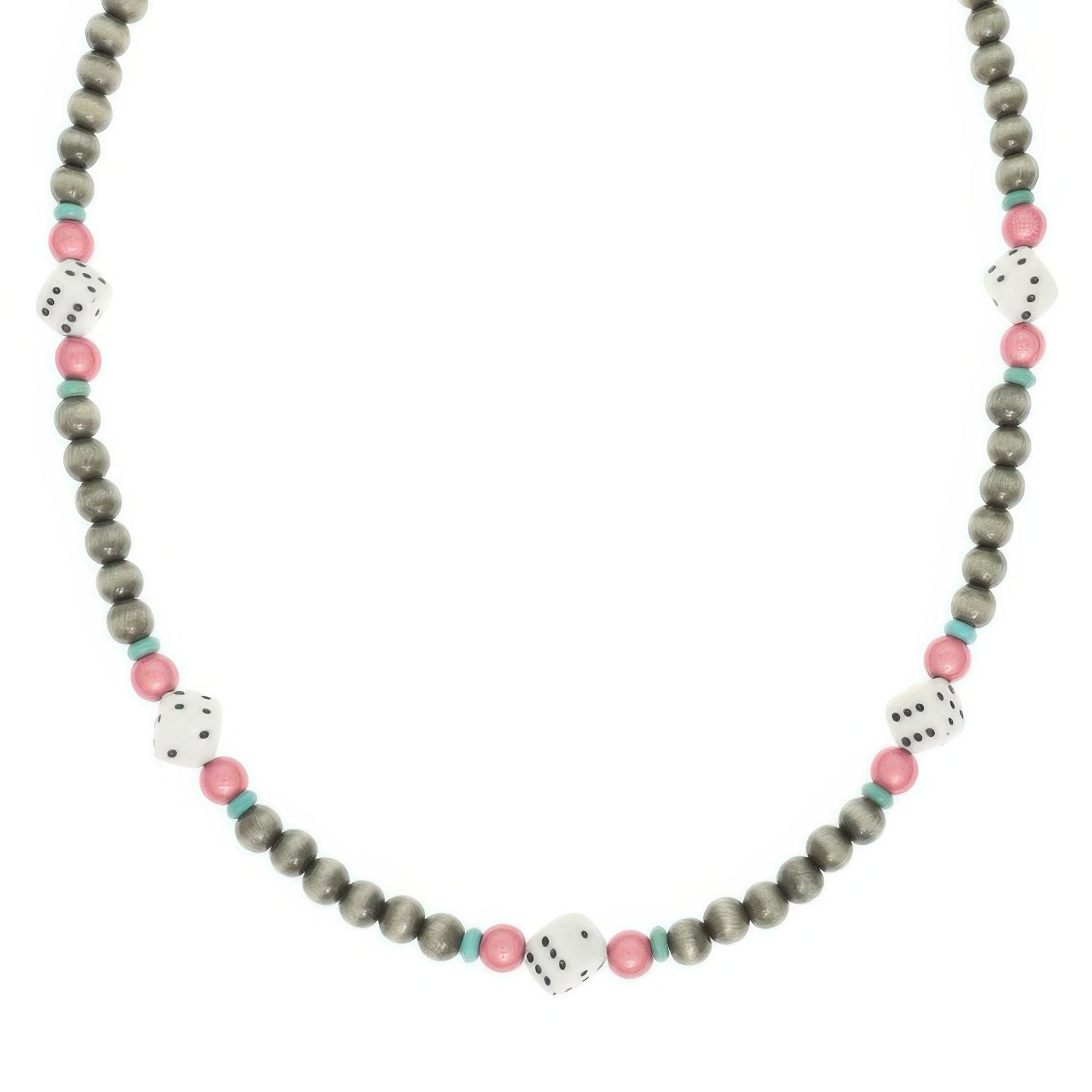 Western Dice Beaded Necklace In Asher Stone Accent