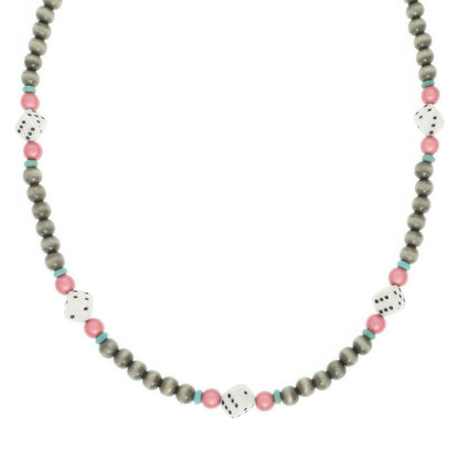 Western Dice Beaded Necklace In Asher Stone Accent