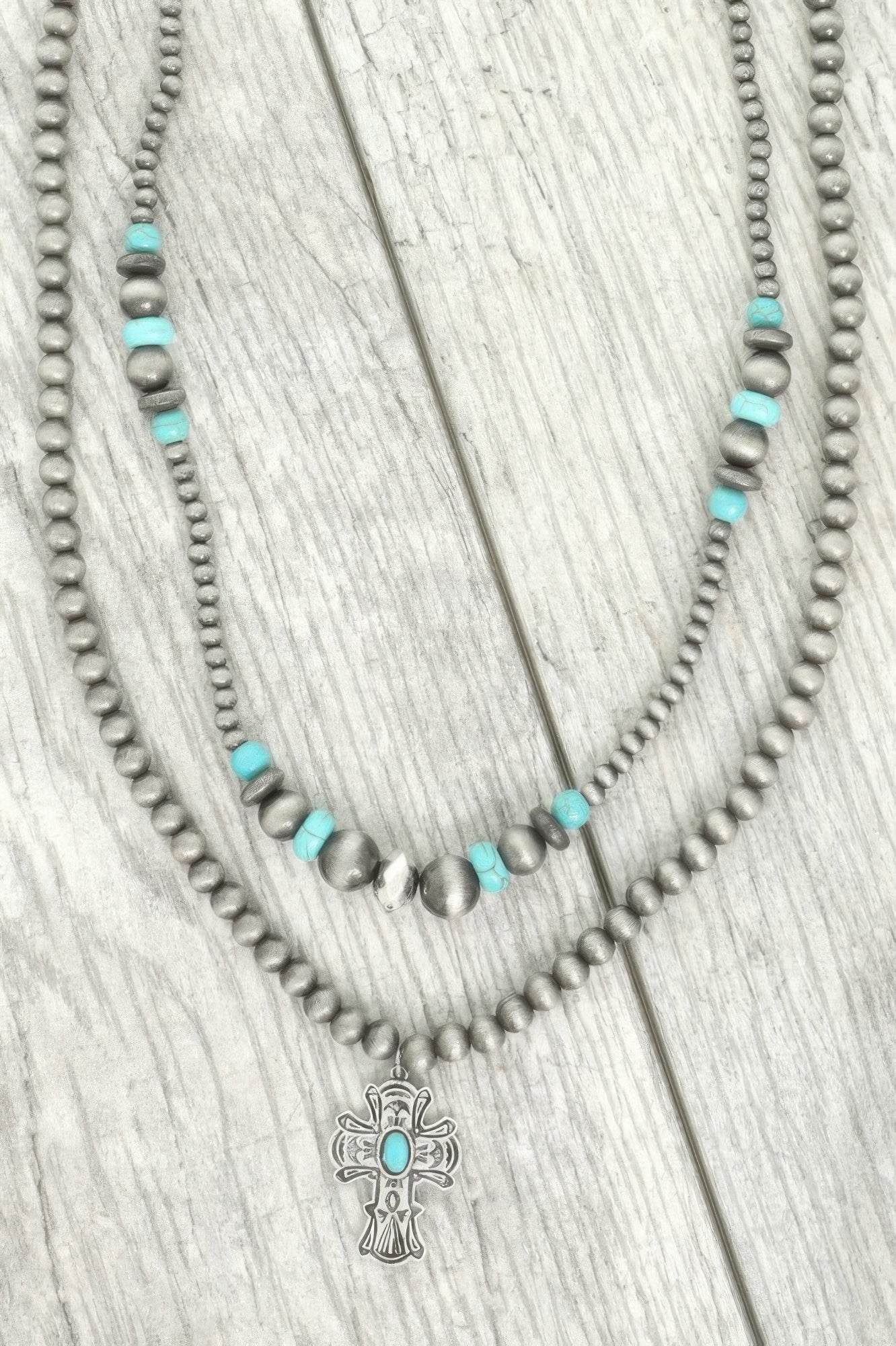 Western Turquoise Cross Pendant Necklace