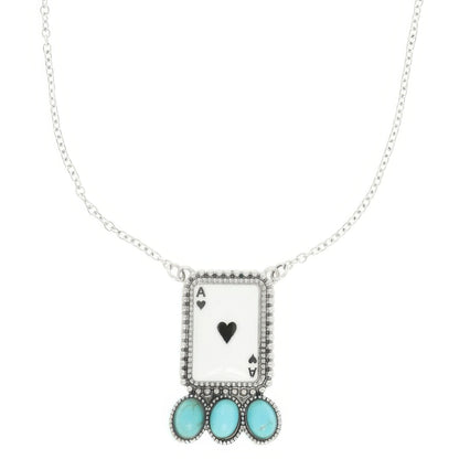 Western Ace Card Turquoise Theme Necklace