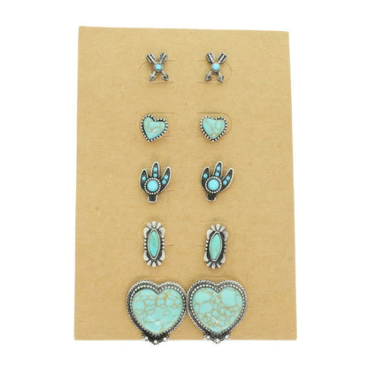 Western Theme 5 Pair Earring Set