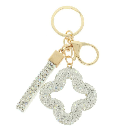 Jeweled Four Leaf Clover Keychain