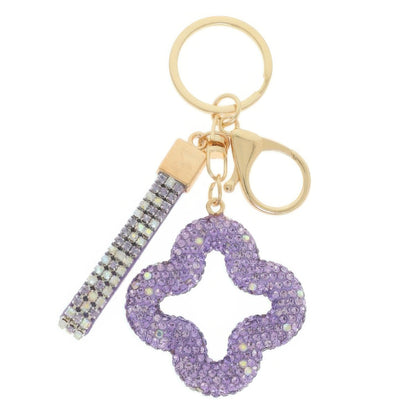 Jeweled Four Leaf Clover Keychain