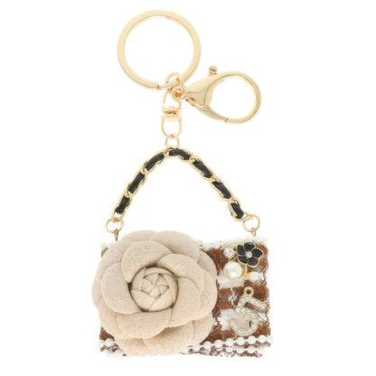 Fashionista Rose Pearl Charm Keychain