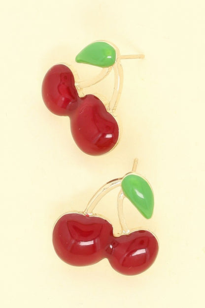 Gold Plated Cherry Stud Earrings