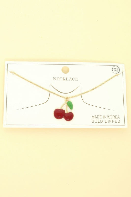 Gold-dipped Cherry Pendant Necklace
