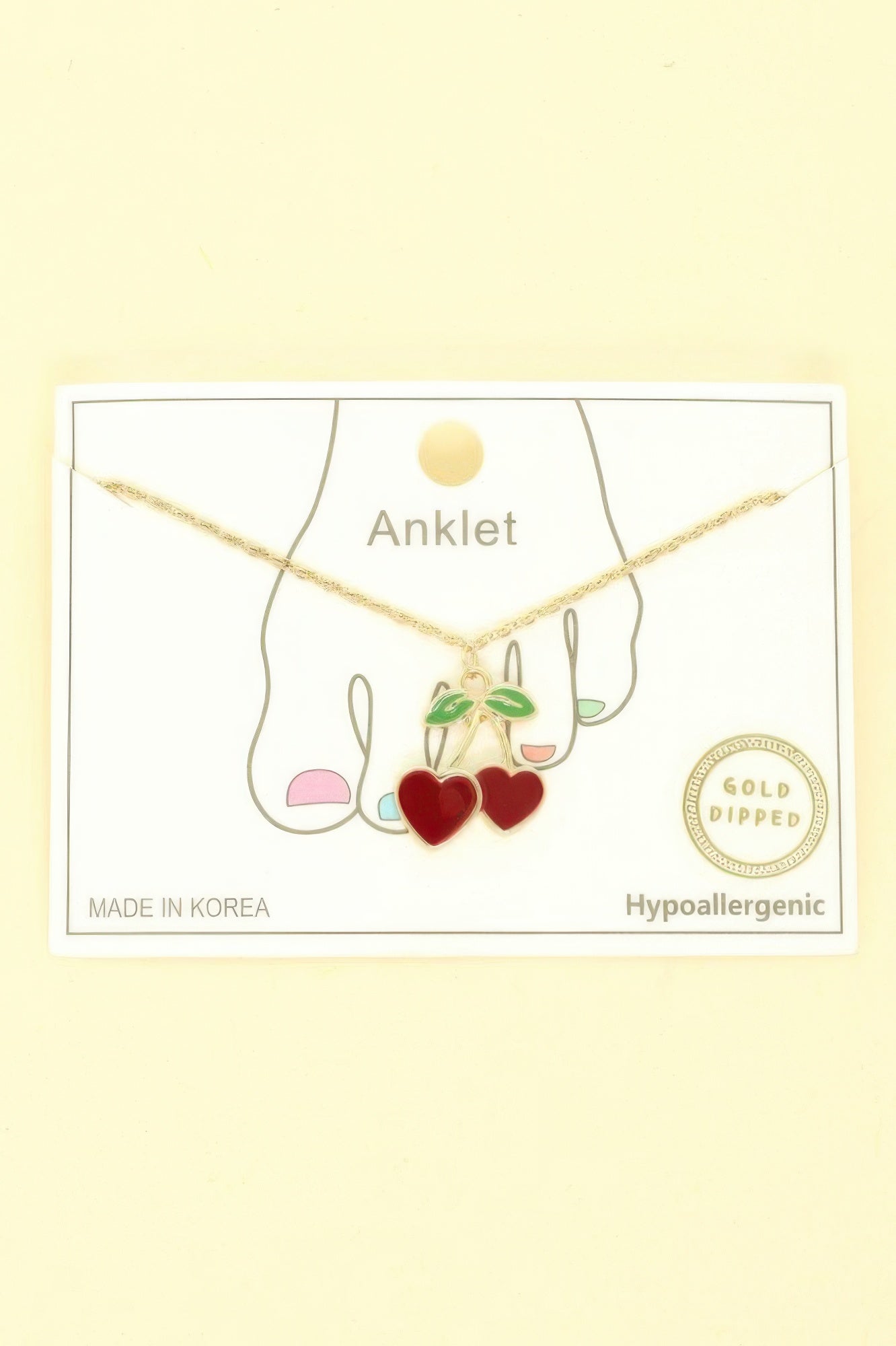 Gold Plated Cherry Hearts Anklet