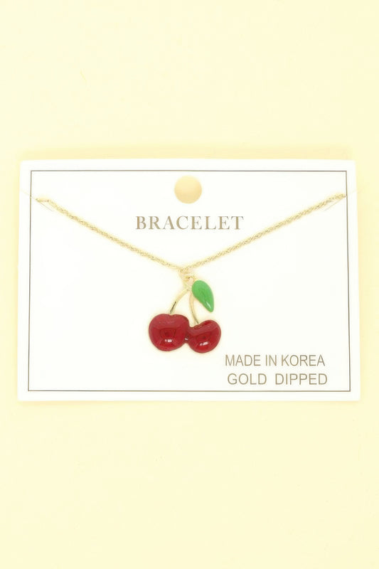 Gold Plated Cherry Charm Bracelet