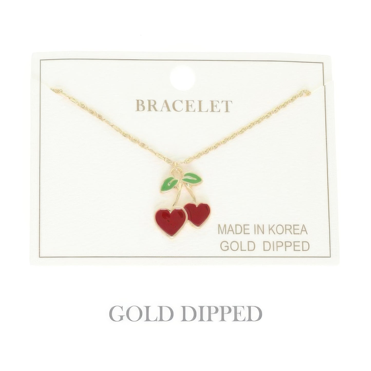 Gold Plated Cherry Hearts Bracelet