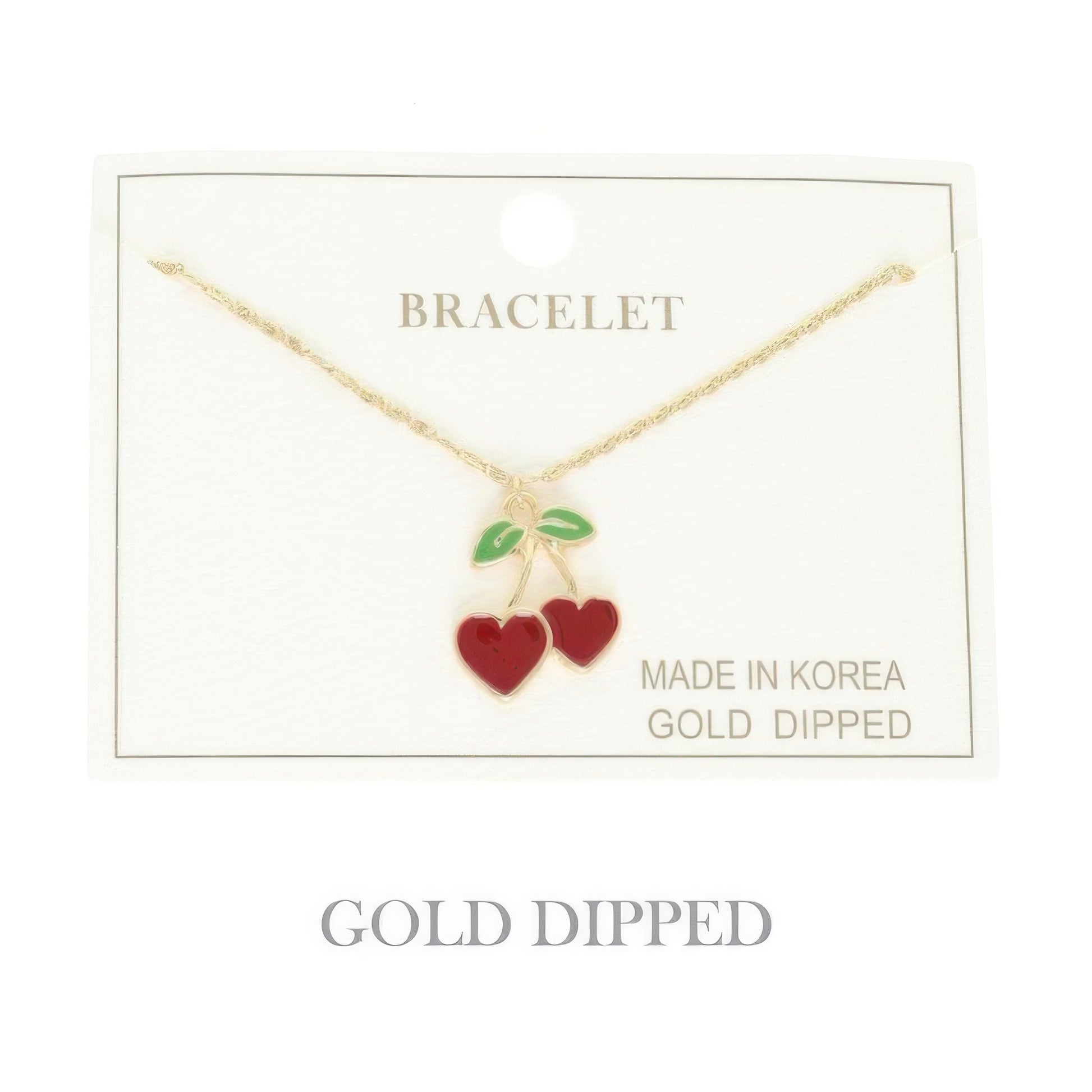 Gold Plated Cherry Hearts Bracelet