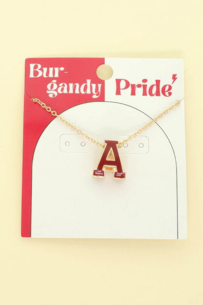 Game Day Enamel Letter Pendant Necklace