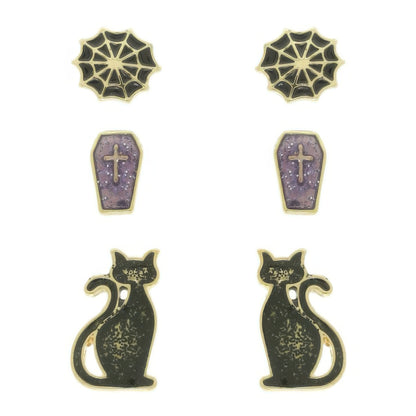 3-pack Halloween Themed Enamel Post Earrings