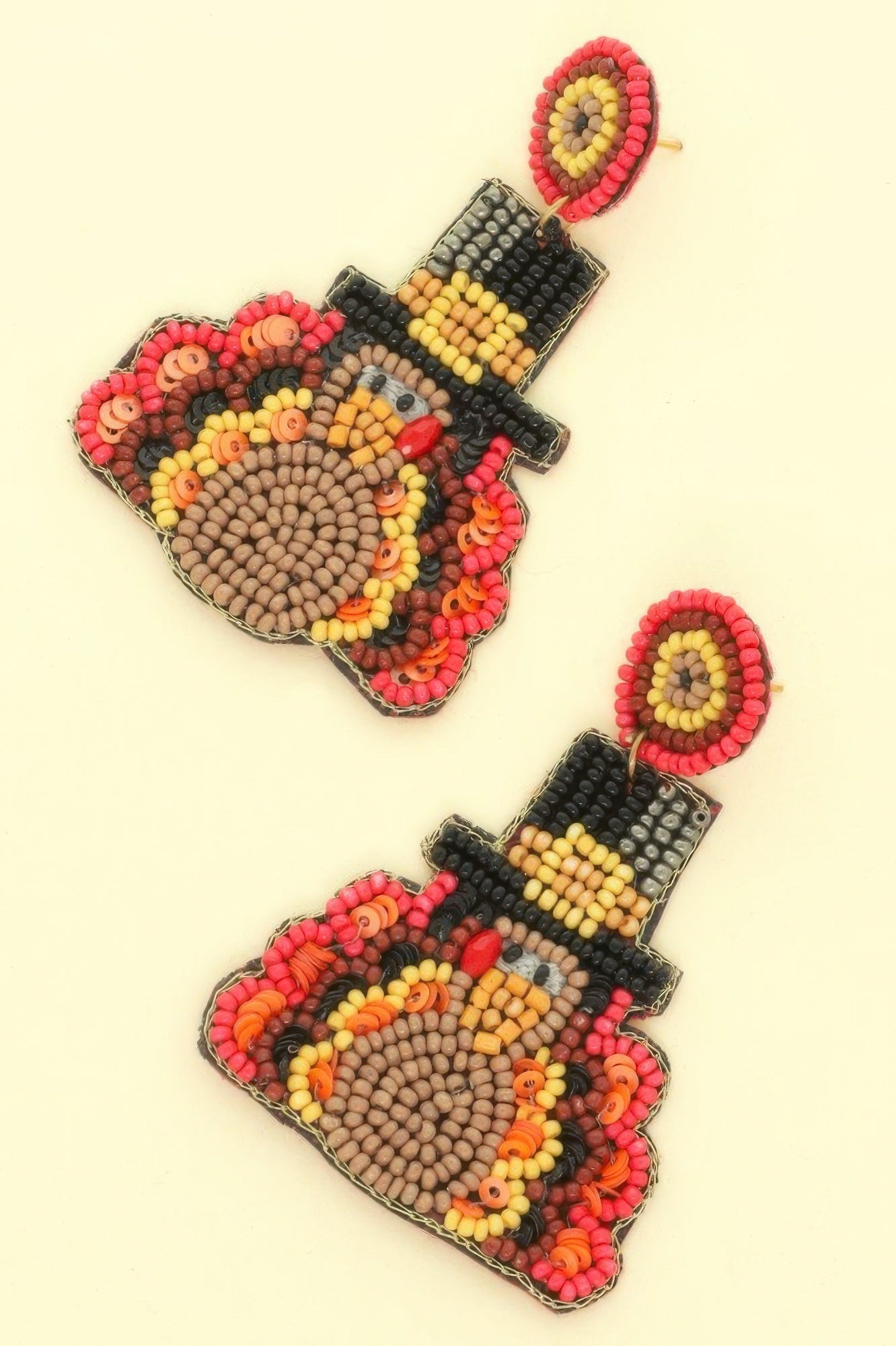 Thanksgiving Turkey Seed Bead Post Earrings