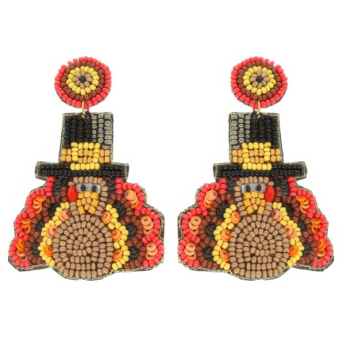 Thanksgiving Turkey Seed Bead Post Earrings
