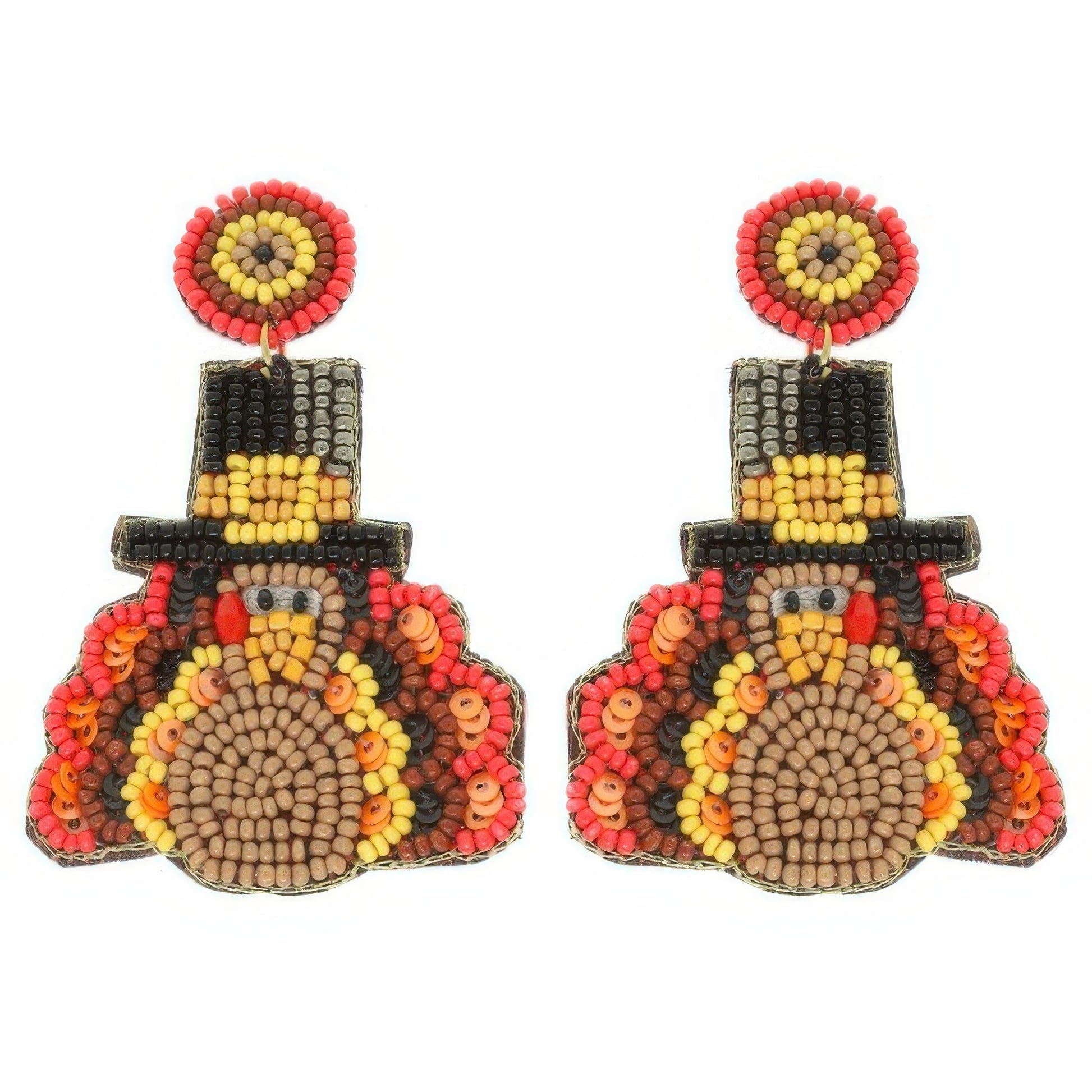 Thanksgiving Turkey Seed Bead Post Earrings