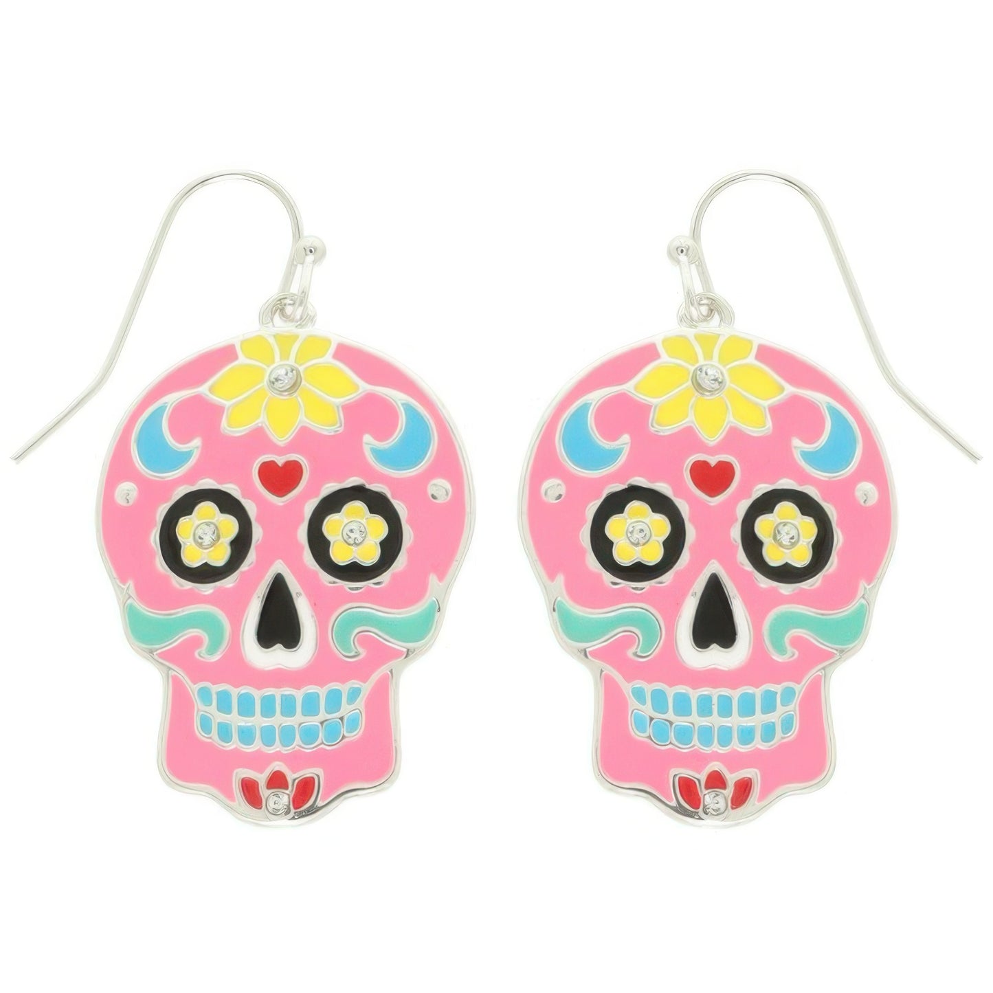 Halloween Jeweled Enamel Sugar Skull Earrings