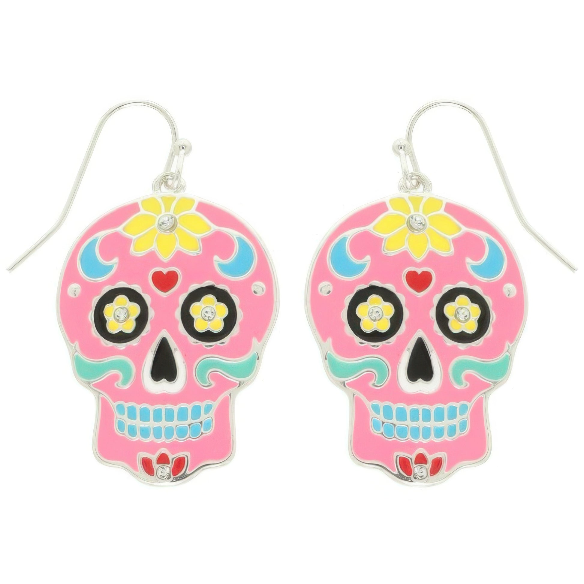 Halloween Jeweled Enamel Sugar Skull Earrings