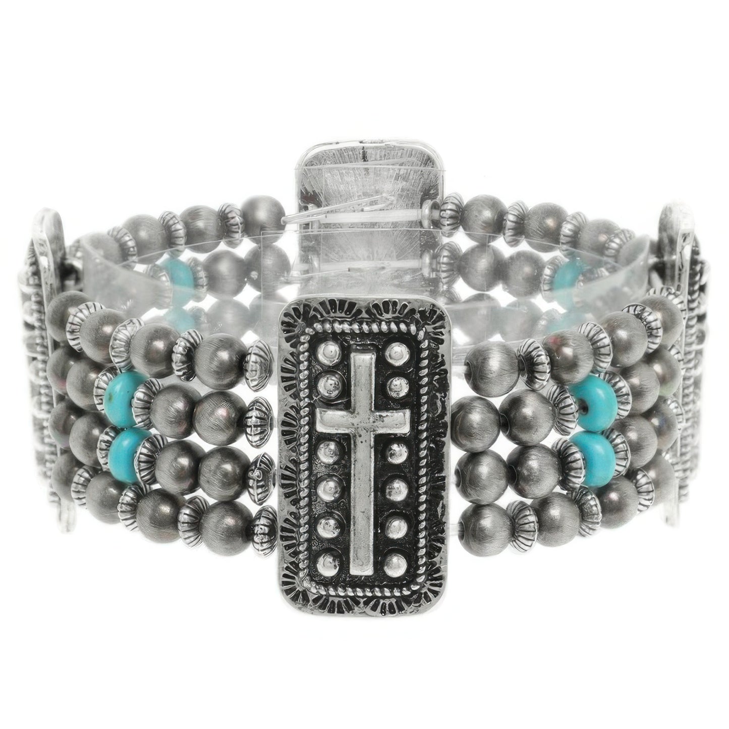 Western Rectangle Cross Concho Stretch Bracelet