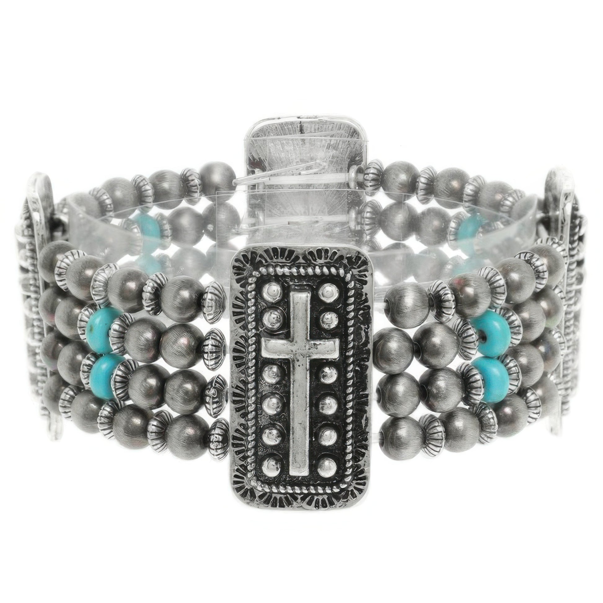 Western Rectangle Cross Concho Stretch Bracelet