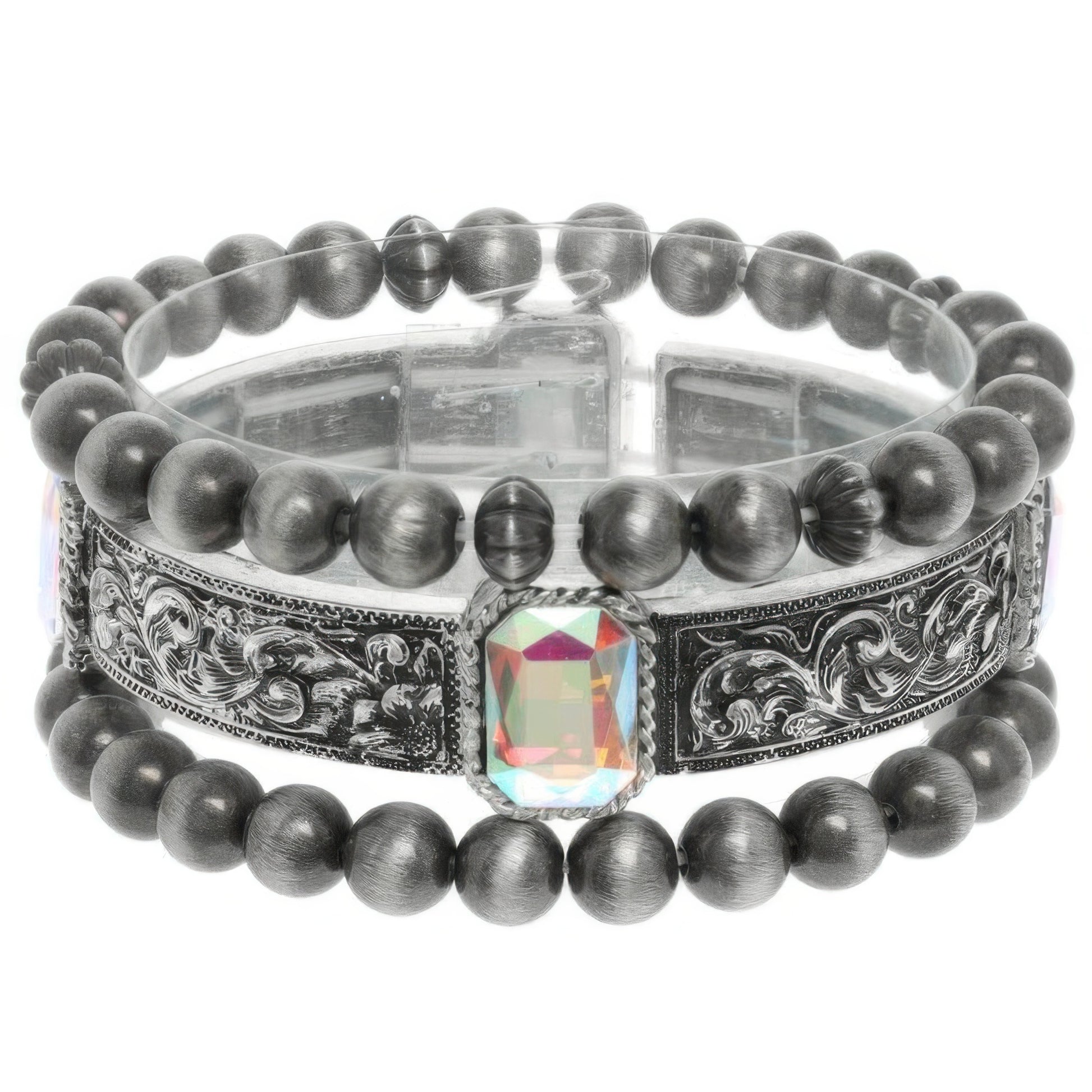 3pc Western Crystal Beaded Bracelet Set