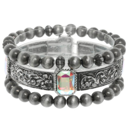 3pc Western Crystal Beaded Bracelet Set