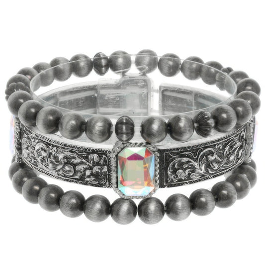 3pc Western Crystal Beaded Bracelet Set