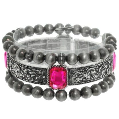 3pc Western Crystal Beaded Bracelet Set