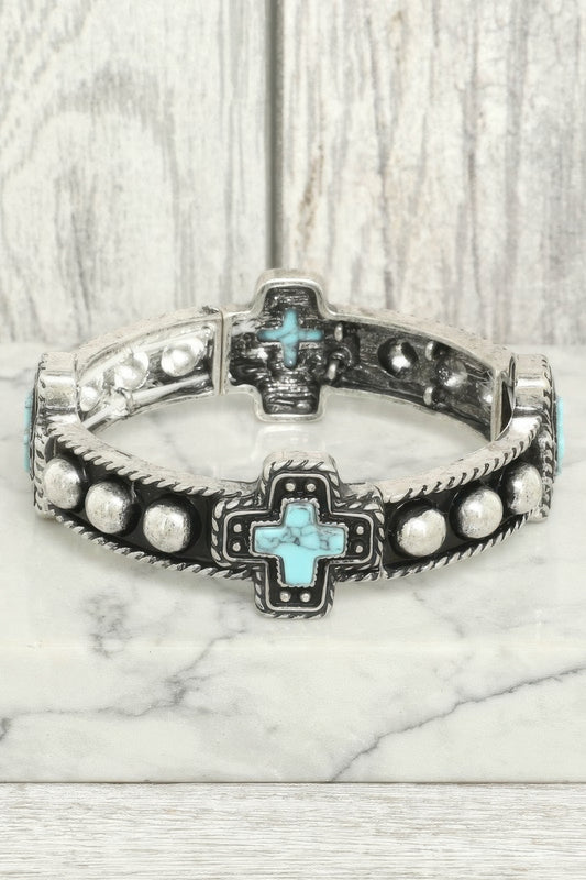 Western Turquoise Cross Bracelet