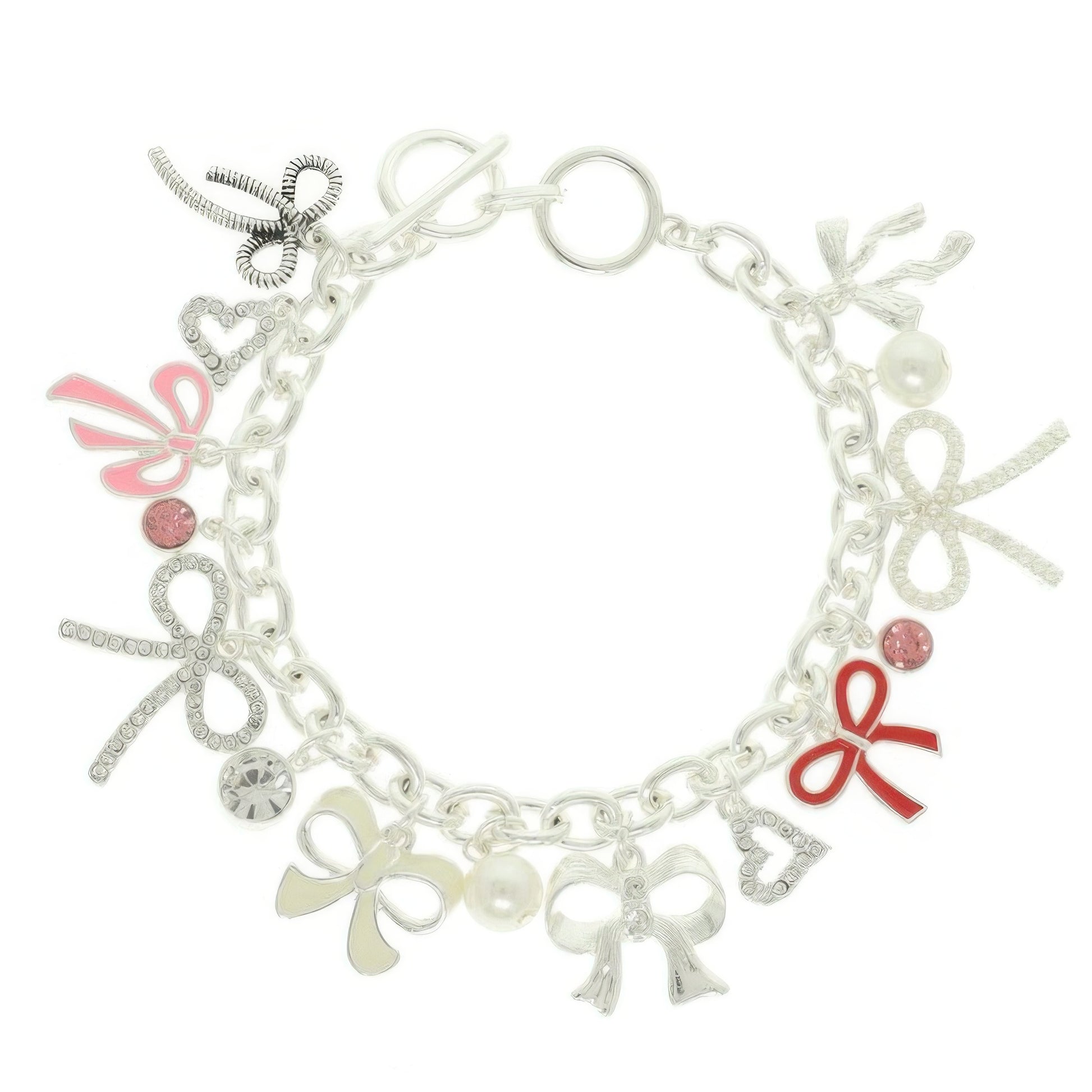 Bow Theme Charm Toggle Bracelet