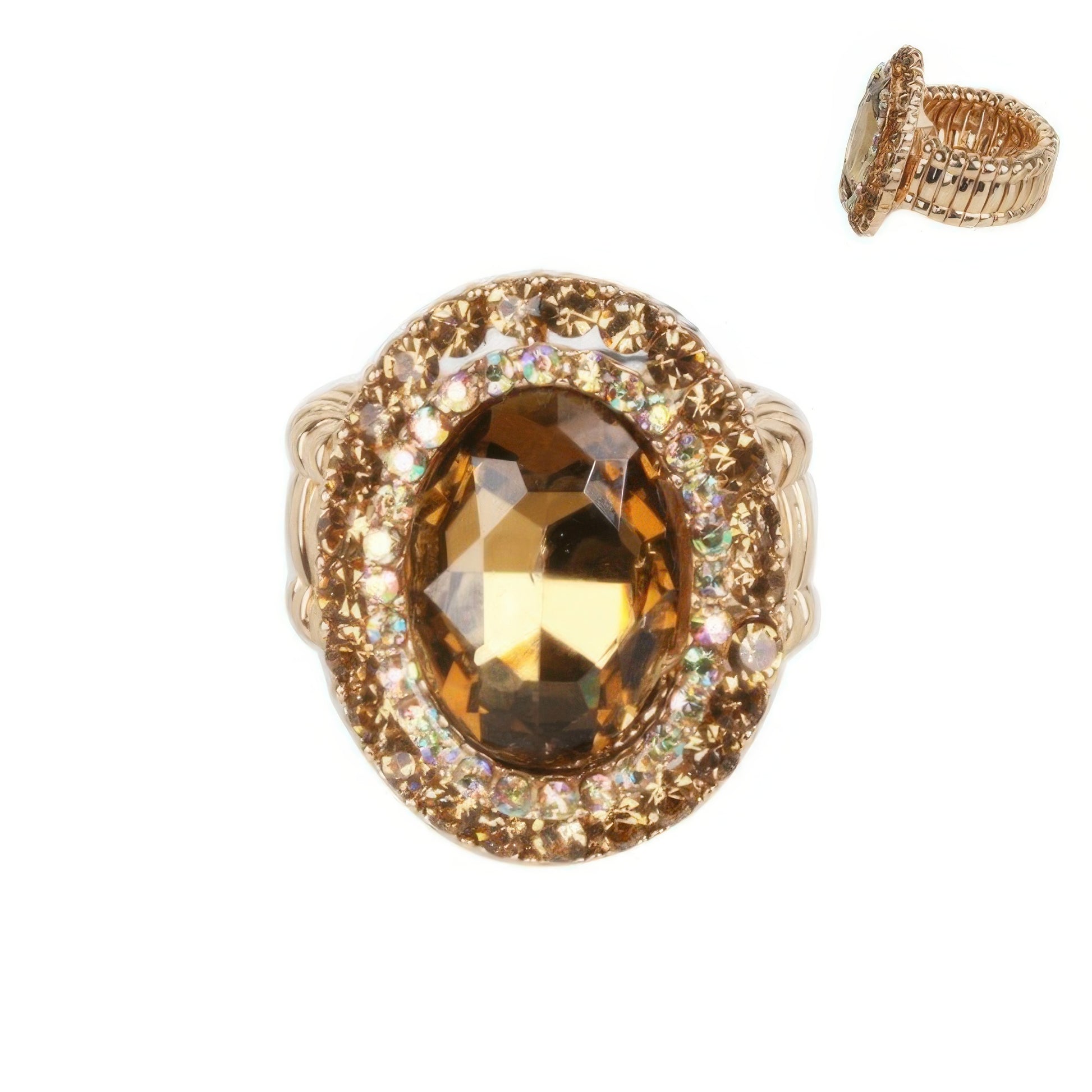 Crystal Rhinestone Halo Stretch Ring