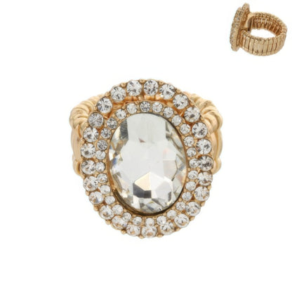 Crystal Rhinestone Halo Stretch Ring