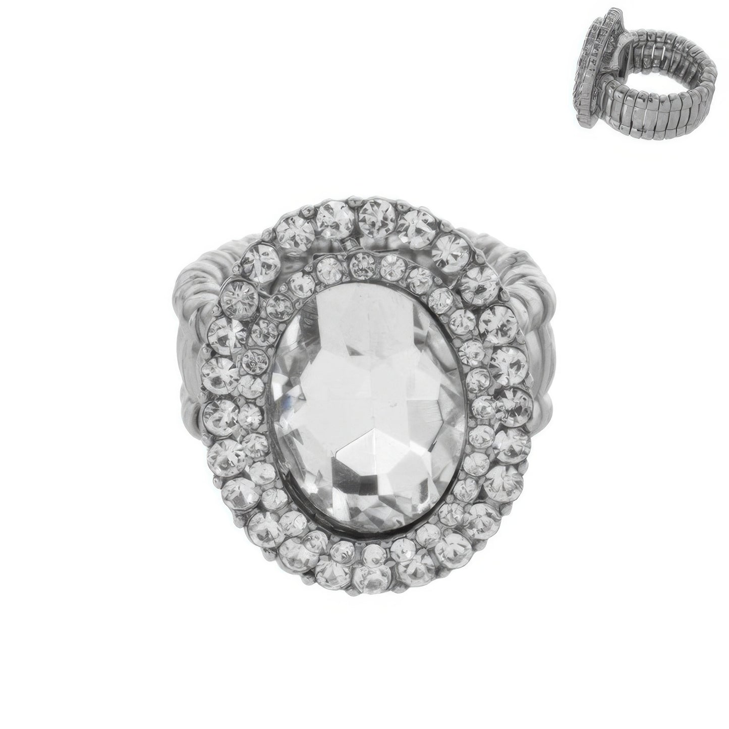 Crystal Rhinestone Halo Stretch Ring