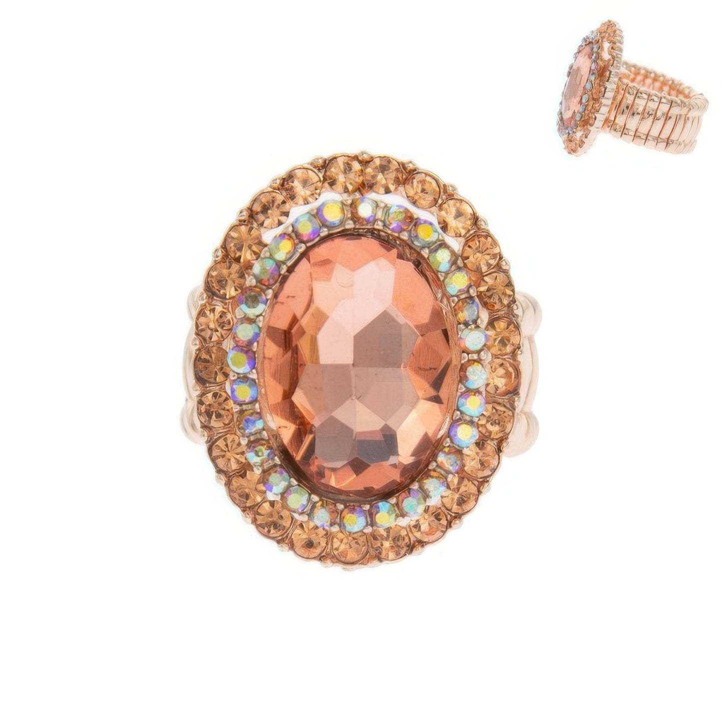 Crystal Rhinestone Halo Stretch Ring