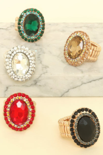 Crystal Rhinestone Halo Stretch Ring