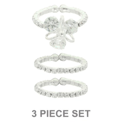 3pc Jeweled Adjustable Ring Set