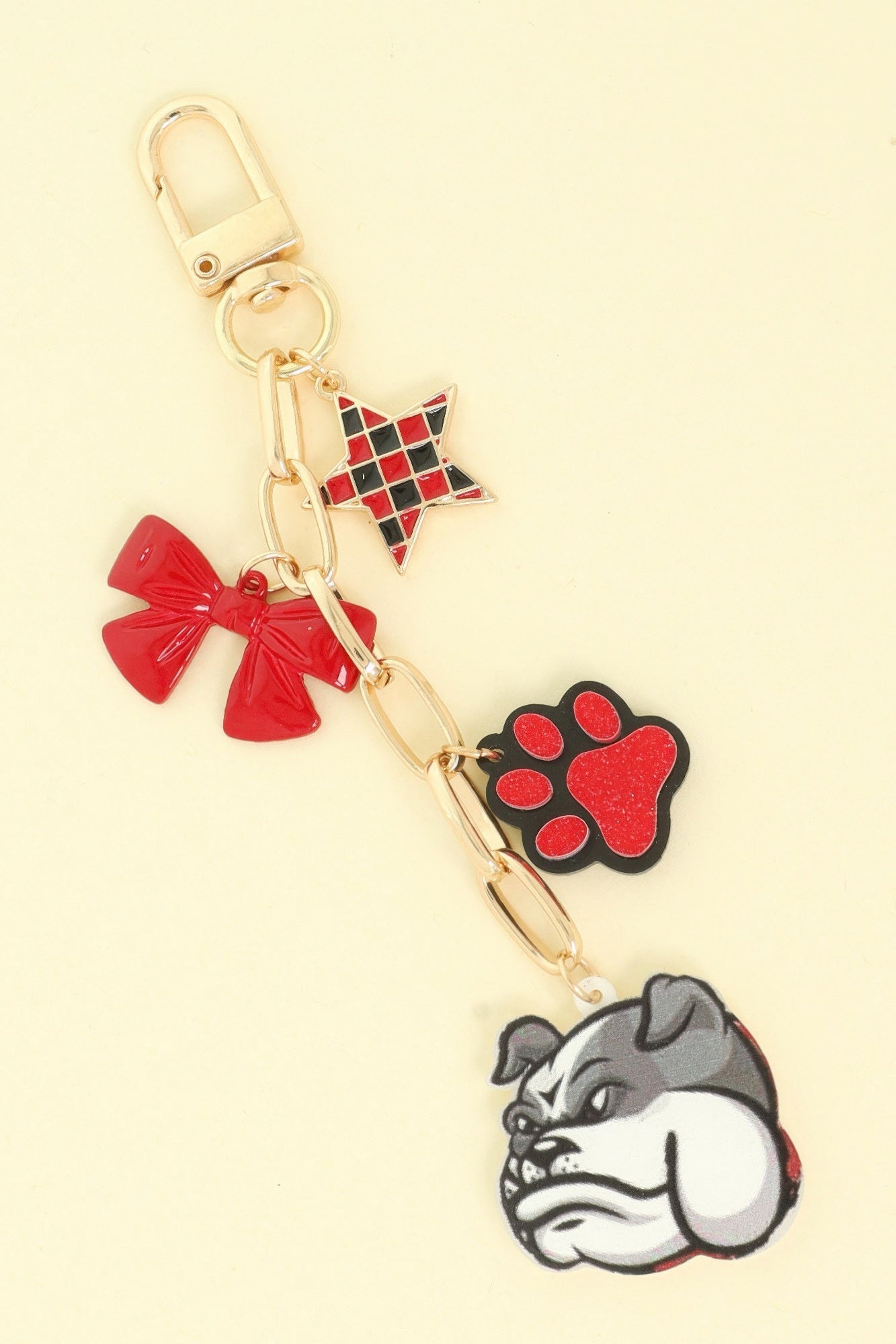 Game Day Bulldog Bag Charm Keychain