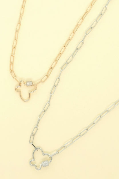 Gold Plated Butterfly Cutout Pendant Necklace