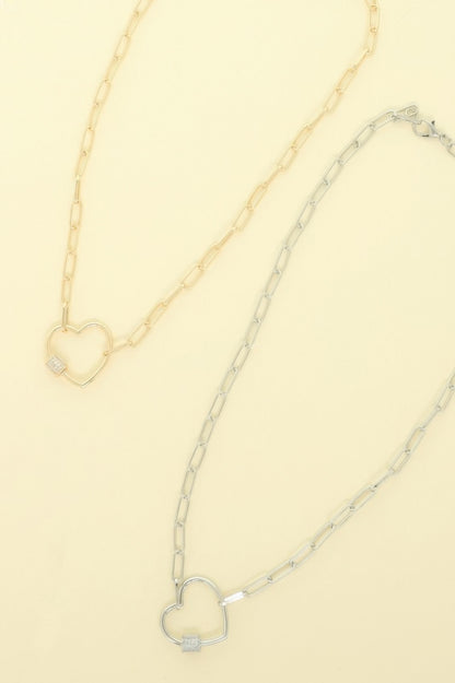 Gold Plated Heart Cutout Pendant Necklace