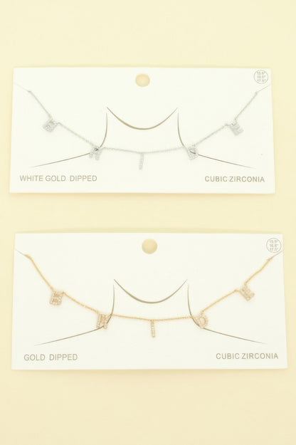 Cz Gold Plated Bride Pendant Necklace