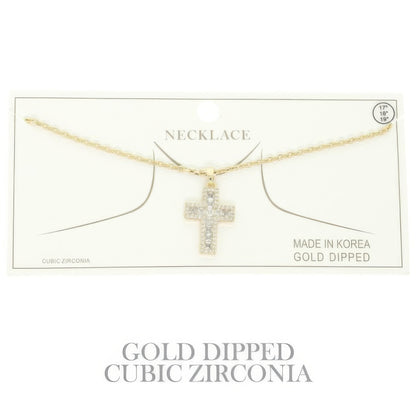Gold-plated Cz Cross Pendant Necklace
