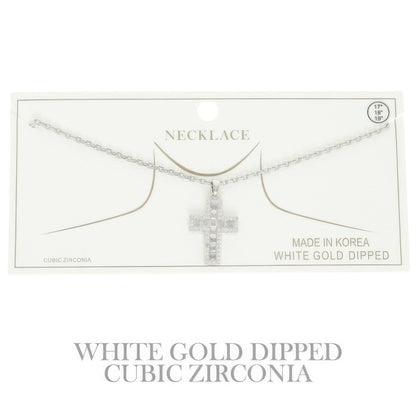 Gold-plated Cz Cross Pendant Necklace