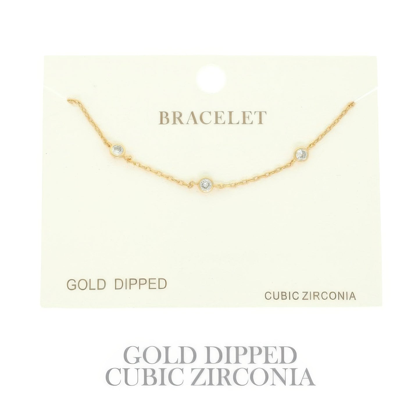 Gold-plated Cz Station Chain Bracelet