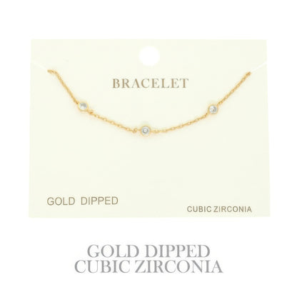Gold-plated Cz Station Chain Bracelet
