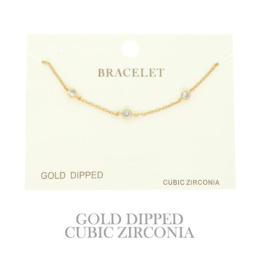 Gold-plated Cz Station Chain Bracelet